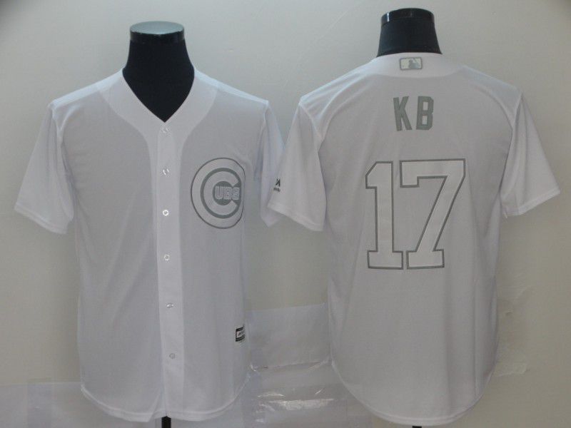 Men Chicago Cubs 17 Kb White Nickname Game 2021 MLB Jersey